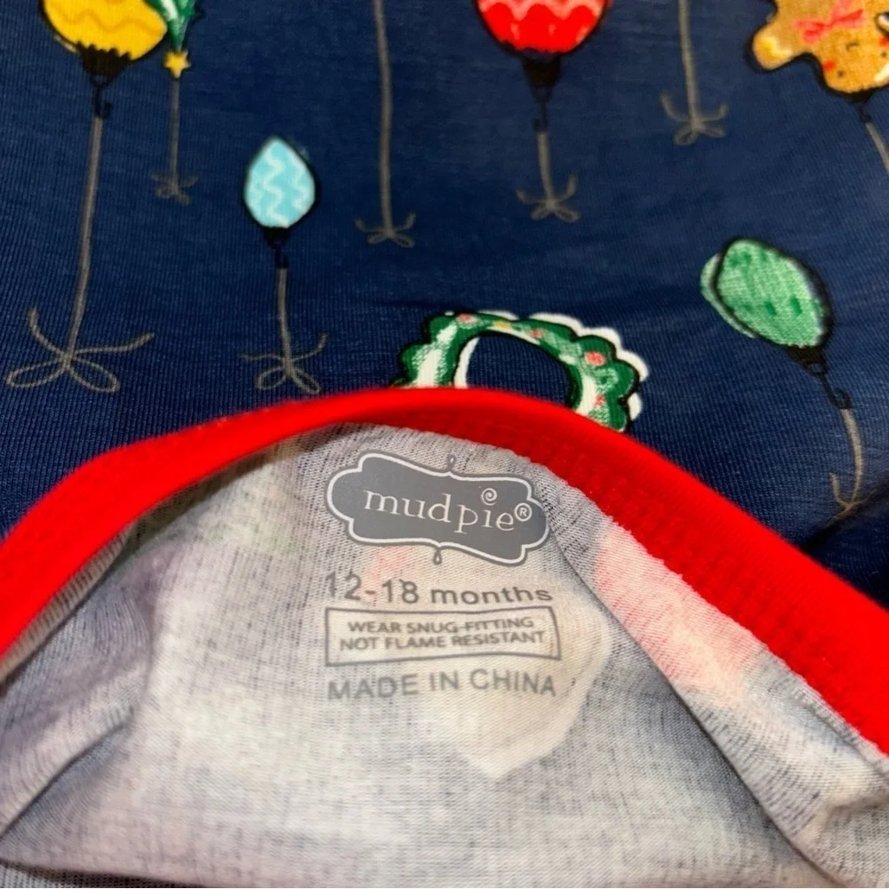 Mud Pie bamboo Christmas Holiday pajamas, 12-18 months
